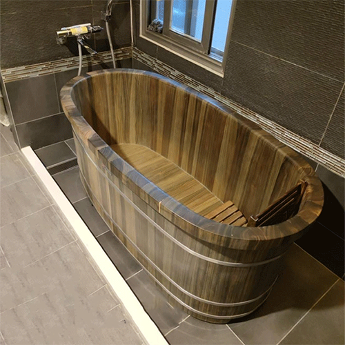 Bồn tắm gỗ sồi bo viền thẳng
